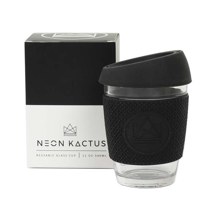 Neon Kactus Black Glass Reusable Cup